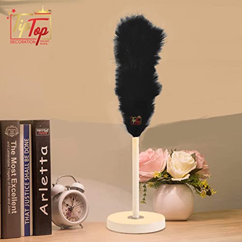 Image of Fluffy Natural Dyed Feather Kalgi Kalangi Stick for Craft (7-8 Inch) (Black, Pack of 10 Pcs)