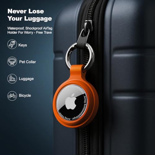 AirTag Schlüsselanhänger mit wasserdichter Hülle, 360° stoßfester Rundumpanzer für Apple AirTag - Anhänger für Schlüssel, Koffer, Tasche (4er Set)