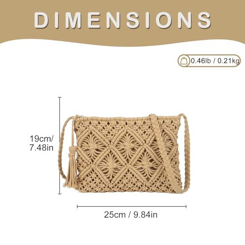 Image of Gladdon Bohemian Small Crossbody Bag for Women Stylish Woven Shoulder Purse | Hand Weaving,Small Boho Crossbody,Lightweight,with Tassel,Travel Vacation,Daily Use,Sturdy Straps,Showcasing Individuality
