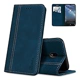 AKABEILA �tui portefeuille � rabat en cuir de qualit� sup�rieure pour Nokia 2.2 avec fermeture magn�tique, support, fentes pour cartes, coque de t�l�phone anti-choc, bleu