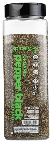Spicely Organic Pepper Black Ground 14 Oz Certified Gluten Free (28 Mesh)