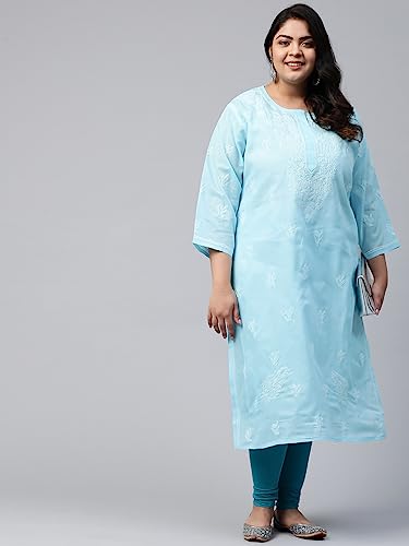 Image of Ada Hand Embroidered Lucknowi Chikankari Cotton Kurta for Women A133488