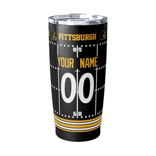 Image of ANTKING Pittsburgh Tumbler 20 oz Travel Coffee Cup for Men Women Boy Custom Name Number Gifts