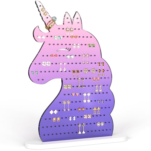 NiHome Unicorn Earring Holder Organizer, 214 Holes Acrylic Jewelry Stand