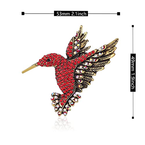 Image of Animal Hummingbird Brooch Pins for Women Fashion Bird Pins Elegant Rhinestone Crystal Animal Brooches Pin