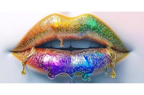 Grand Diamond Painting 100x200cm bouche sexy, broderie strass grand format pour deco chambre
