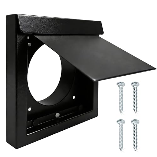 4 Inch Dryer Vent Guard Magnetic Dryer Vent Cover Outside Wall Vent Hood for Bathroom and Dryer Exhaust With 4 Screw Fits 4 Inch Exhaust Pipe Black