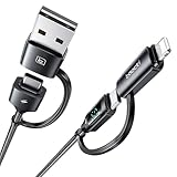 toocki Câble USB C 4 en 1 (Type C/A/C/L) 1,8m 60W Cable de Charge Rapide avec Affichage L...