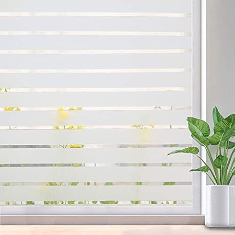 Lifetree Fensterfolie mit Streifen Sichtschutzfolie Selbstklebend Milchglasfolie Funkeln ohne Klebstoff Folie Büro und Zuhause 44.5 * 200CM Cover