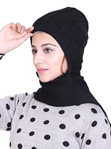 Image of Gajraj Unisex Soft Knitted Winter Warm Woolen Cap with Woolen Lovely Muffler|Fur Cap with Muffler