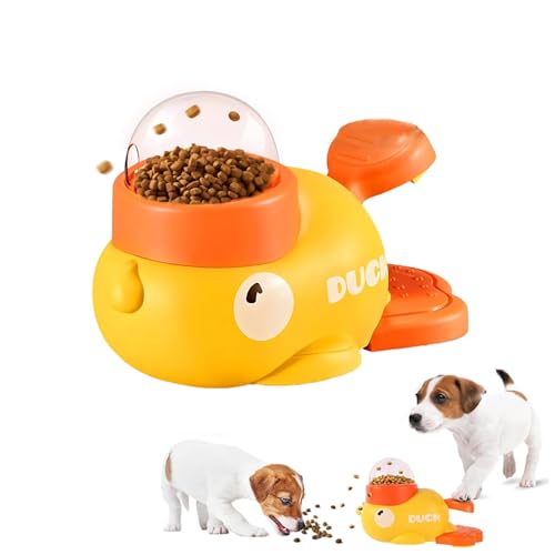 犬 知育玩具 犬猫兼用 回す 犬知育玩具 2in1 ペット 給餌器 アヒル形 押すと出る 犬 おもちゃ 知育 可愛い 大容量 ペット 餌入れ 早食い防止 餌やり機 水洗可能 留守番用 運動不足対応 インタラクティブ娯楽