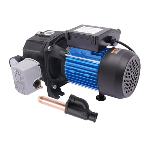 1 HP Shallow/Deep Well Pump with Ejector Kit - Cast Iron Jet Water Pump, Well Depth Up to 26ft or 82ft, Automatic Pressure Switch, 110V Water Transfer Pump for Farm Lawn Garden