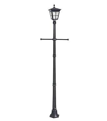 Kemeco ST4311BAH 6 LED Cast Aluminum Solar Lamp Post Light with Arm for Outdoor Landscape, Pathway Street, Patio, Garden, Yard (Black)