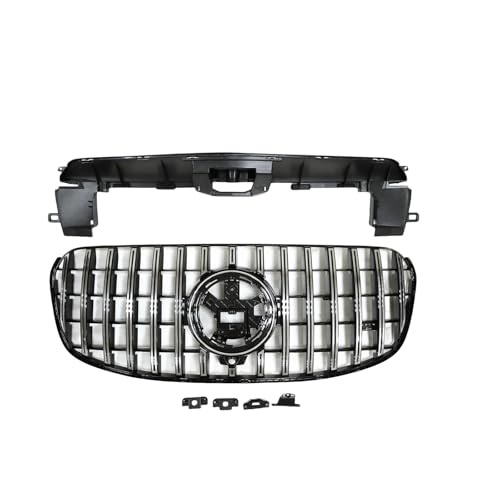 車のフロントグリル に適合する X167 GLSクラス GLS450 GLS500 GLS580 2024年式 フロントグリル レーシンググリル GTスタイル カーアッパーバンパーフード メッシュグリッド BAHKHPLNQ(売店)(銀)