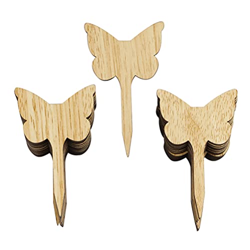 Cabilock 30 Stücke Bambus Pflanzenschilder Holz Pflanzenetiketten Schmetterlinge Pflanzenstecker Garten Etiketten Kräuterschilder Holzschilder zum Beschriften Kräuter Schilder für Blumentopf Pflanzen