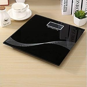 WISHER Electronic Thick Tempered Glass LCD Display Digital Personal Bathroom Health Body Weight Weighing Scales For Body Weight (Black-1)