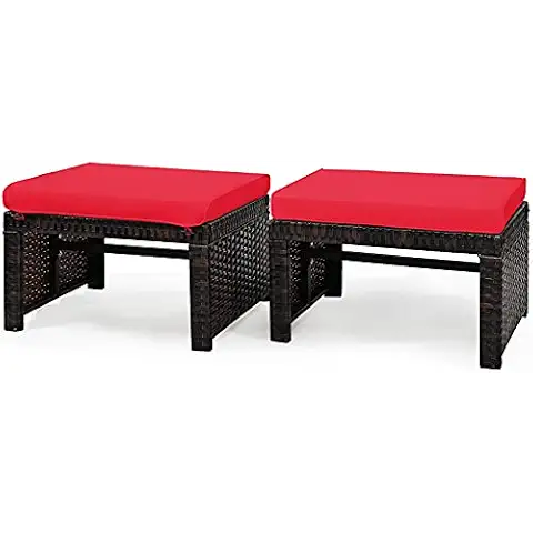 Set de 2 Otomanas en Ratán PE con Cojín Blando Cover