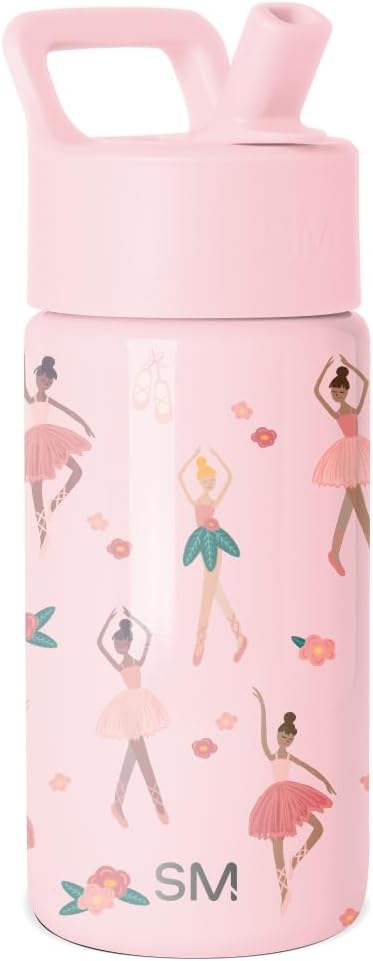 Simple Modern Kids Water Bottle & Toddler Cup | 14oz | Ballerina | Insulated Stainless Steel Toddler Water Bottle, Kids Tumbler with Straw | Spill Proof for School, Girls Boys | Pink Ballerina