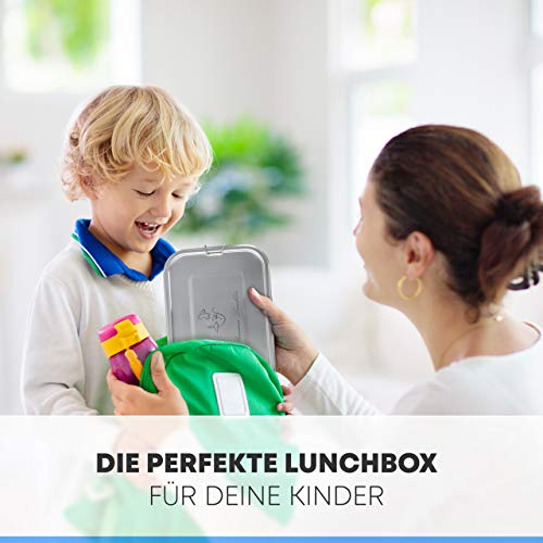 Foto von Brotdose Edelstahl Lunchbox Kinder mit 2 Trennwänden 100% Auslaufsicher – 1400ml Fassungsvermögen – Umweltfreundlich (ohne Plastik & BPA)
