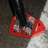 Material der Seitenständerplatte: CNC-bearbeitetes Aluminium, laserbehandelte Legierung, verblasst nicht. Das leichte und robuste Material ist witterungsbeständig, rost- und korrosionsbeständig und sorgt für jahrelange Freude am Gebrauch. Perfekt als Motorrad Ständer Unterlage, um Ihrem Bike zusätzlichen Halt zu geben.