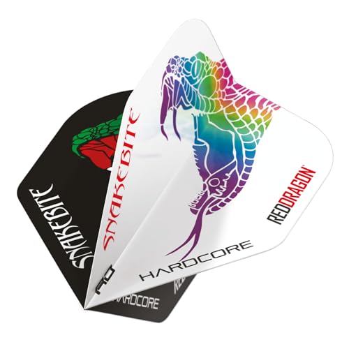 RED DRAGON Yin Yang Double Sided Peter Wright Snakebite Black & White Standard Dart Flights 3 Sets Per Pack (9 Dart Flights in total)