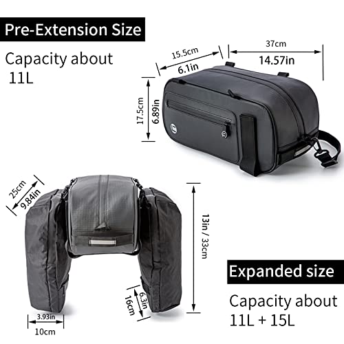 Bike Trunk Bag Bicycle 26L Storage Pannier Saddle Bag 3-in-1 Multifuction Rear Bike Cargo Rack Bags with Reflective Strips Waterproof Travel Accessories Expandable Luggage Trunk Bag for Cycling - Image 5
