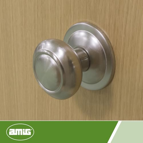 Miniatura 6 de Amig - Pomo Puerta De Entrada - Grosor Máximo De Puerta 70 Mm - Incluye Espárrago Roscado Y Tuerca - Pomo Hueco De Bola - Fácil De Montar - Acero Cromado Mate