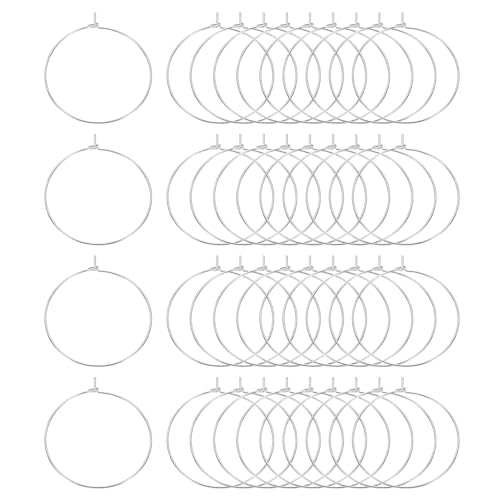 uxcell 100Pcs Earring Beading Hoops, 35mm / 1.4" Plated Hoop Earring Findings Round Open Rings for DIY Jewelry Pendant Crafts, Dark Silver by uxcell - Used condition - US$8.90