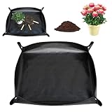 Pflanzmatte wasserdichte 150x150 cm, Schwarz Umtopfmatte Große Gartenmatte Faltbar Wiederverwendbare Pflanzunterlage Pflanzenmatte für Eintopfen, Umtopf, Setzlinge, Bodenwechsel, Beschneiden