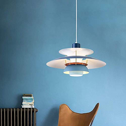 Lustre soucoupe volante bleu Dôme Lumière 50cm pour salon et café