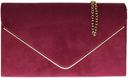 Girly Handbags Faux Suede Clutch Bag Envelope Metallic Handbag