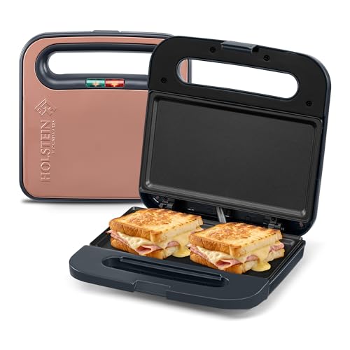 holstein housewares 2-sice sandwich griddle non-stick panini press amp breakfast sandwich maker easy clean up perfect for cooking breakfast crispy grilled cheese savory paninis amp sandwiches