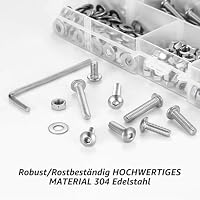 M4 Schrauben Set, 495 Stk Linsenkopfschrauben mit Muttern Set, Innensechskantschrauben Muttern Set, Gewindeschrauben und Muttern Set, Edelstahl Maschinenschrauben Sortiment Unterlegscheiben Set(M4) – Ansicht 4