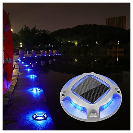 VOLISUN Solar Driveway Lights Dock Marine Lights 12 Pack,2 Colors in 1,Outdoor LED Deck Lights,Solar Powered Waterproof Driveway Marker Lights for Warning Step Wireless Sidewalk Pathway (White/Blue)