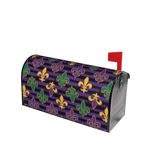 Image of Dujiea Mardi Gras Mailbox Wrap, Waterproof Magnetic Post Box Cover, Standard Size 21 inch(L) x 18 inch(W), Garden Yard Outside Farmhouse Home Decor
