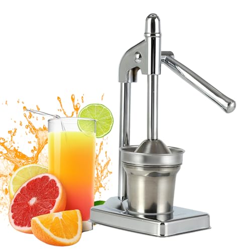 Saftpresse Manuell, Zitronenpresse, Zitruspresse Edelstahl, Wartungsfrei und Leistungsstark Für Viel Mehr Saft, für Orangen, Pomelos, Limetten, Zitronen, spülmaschinengeeignet (Silber)