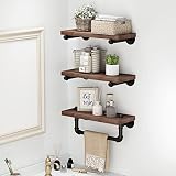 BOSURU Industrial Iron Pipe Shelves Wall Mount Wood Floating Shelf Rustic DIY Storage Shelving with
