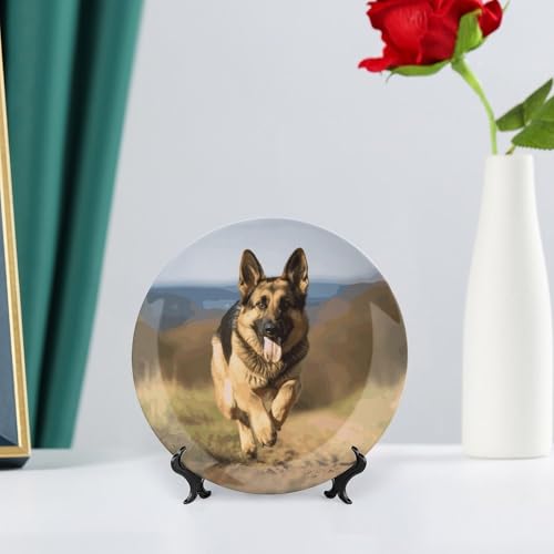 Plato decorativo Running German Shepherd 6 pulgadas miniatura 6