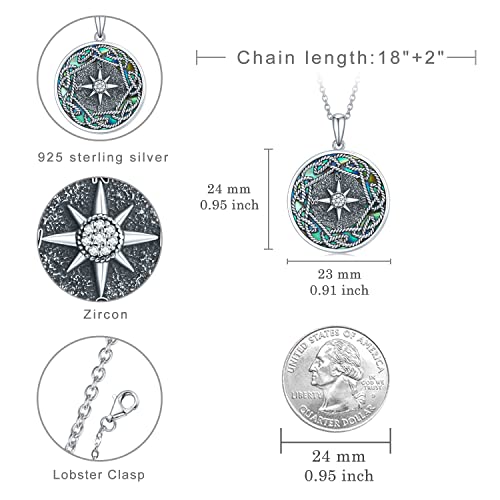 Feijiesi Compass Necklace 925 Sterling Silver Celtic Kont Compass Travel Pendant Necklace Inspirational Graduation Jewelry Gifts For Women Girls #TOP3