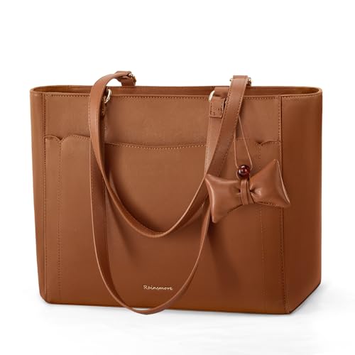 Image of RAINSMORE Latop Tote Bags for Women 14 Inch Shoulder Handbags for Women PU Leather Large Capacity Work Bags for Ladies for School Office Business Commute