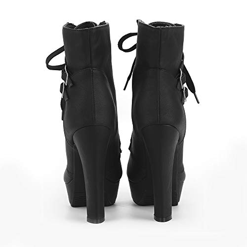 Susanny Heeled Boots for Women Ankle Booties Sexy High Heels Platform Lace up Black Booties with Heel 6.5 US (CN Size_39)
