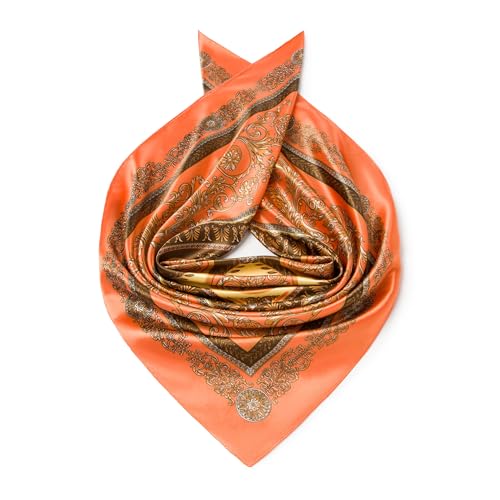 Image of 35 inch Men's Silk Cowboy Scarf - Oversized Western Bandana Neckwear, Large Square Scarf with Gift Packaging