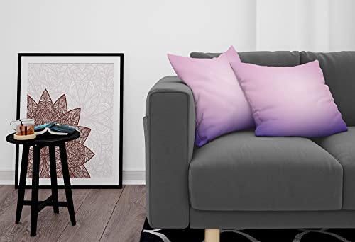 Ambesonne Lavender Decorative Throw Pillow Case Pack Of 2, Pink And Purple Ombre Print Modern Pastel Color Gradient Design Digital Art, Couch Bedroom Living Room Cushion Cover, 16", Lilac #TOP2
