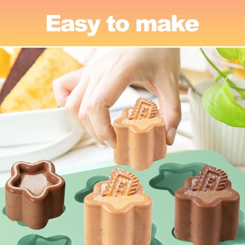 QELEG Silicone Mini Cake Mold, 3D Silicone Mousse Cake Baking Mold Tall Cylinder Chocolate Baking Molds for Cakes, Brownie, Pudding, French Dessert, Pastry, Ice Cream, Mint Green, 6-Cavity, Star by QELEG - Used condition - Image 3