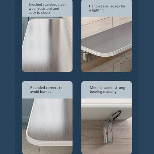 Table pliable à fixation murale design haut de gamme en acier inoxydable brossé - 5