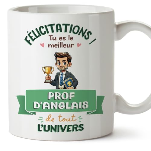 Mugffins Tasses pour PROFESSEUR D'ANGLAIS - En Français - Cadeau original homme - Meilleur Univers Trophée - 11 oz / 330 ml