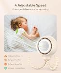 Dreamegg Baby Stroller Fan - Portable Clip on Fan, Rechargeable & Detachable, Cooling Fan with LED Display & Night Light, 4 Speed, 360° Rotate Flexible Tripod, Portable Fan for Travel, Car Seat, Gift