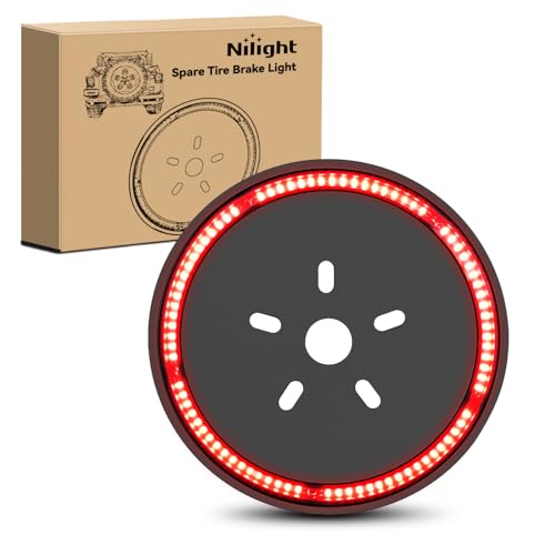 Nilight Spare Tire Brake Light Wheel Light 3rd Third Brake Light Rear lights for Wrangler 2007-2018 JK JKU YJ TJ Red Light