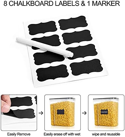 Tiawudi Cereal Containers Storage Set, 4 Pk Airtight Food Storage Containers 4L, Large Cereal Dispenser, Kitchen Pantry Organization Containers, With Labels and Measuring Spoons