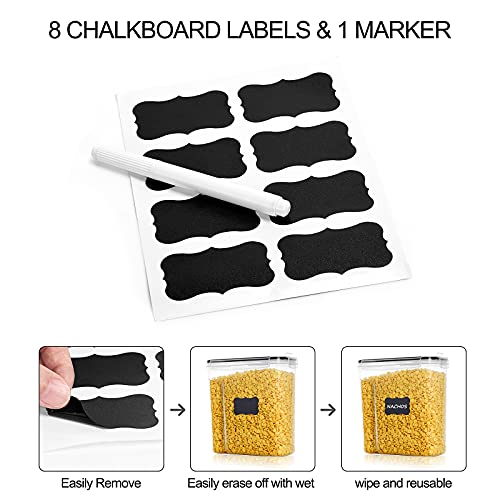 Tiawudi 4 Pk Cereal Containers Storage Set 135.2Oz/4L Each, Airtight Food Storage Containers, Large Cereal Dispenser, Kitchen Pantry Organization Containers, With Labels And Measuring Spoons #TOP4